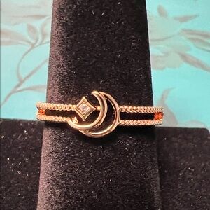 Rose Gold tone Crescent Moon Ring Size 9.25